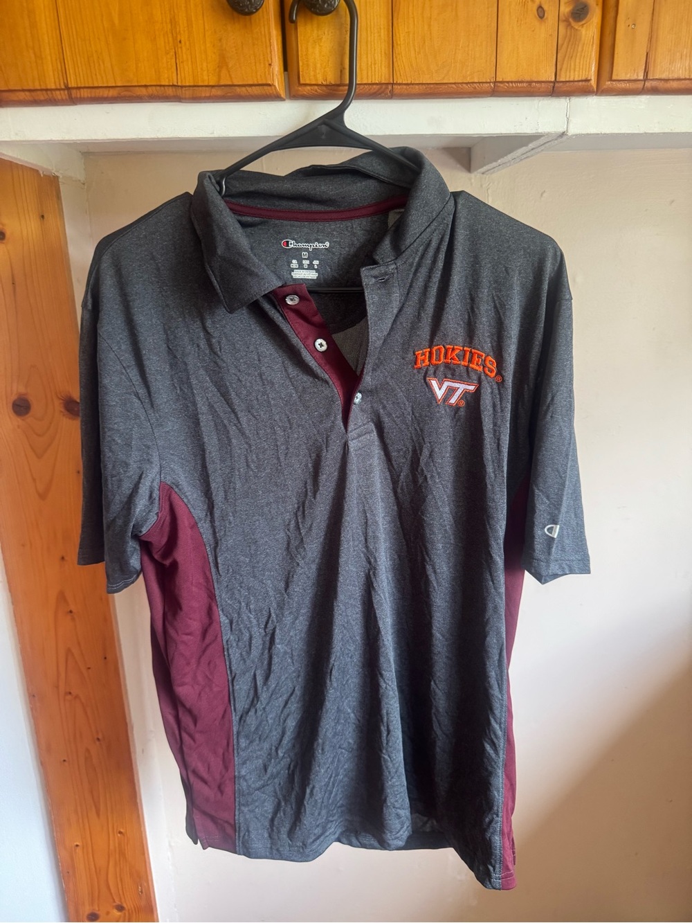 Champion Gray and Maroon Virginia Tech Hokies Polo